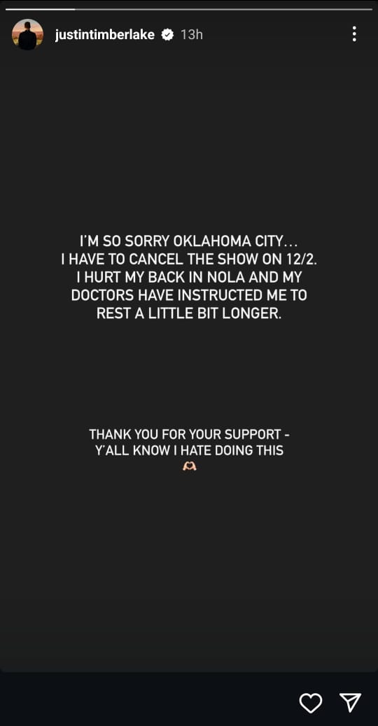 Justin via Instagram Stories. Justin via Instagram Stories.