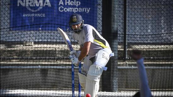 Skipper Rohit Sharma during a training session at the Adelaide Oval ahead of the second Test on Thursday. (AFP) Skipper Rohit Sharma during a training session at the Adelaide Oval ahead of the second Test on Thursday. (AFP)