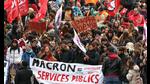 Protesters take part in a demonstration as part of a day of nation-wide strikes and demonstrations called by unions representing civil service agents, as part of a day of action and strike in the public sector, in Strasbourg, eastern France, on December 5, 2024. Civil servants in France are mobilizing on December 5, 2024 for a day of action and strikes called by public service unions to open up a social front in the midst of a political crisis, the day after Michel Barnier's government fell on a motion of no-confidence. (Photo by Frederick FLORIN / AFP) (AFP) Protesters take part in a demonstration as part of a day of nation-wide strikes and demonstrations called by unions representing civil service agents, as part of a day of action and strike in the public sector, in Strasbourg, eastern France, on December 5, 2024. Civil servants in France are mobilizing on December 5, 2024 for a day of action and strikes called by public service unions to open up a social front in the midst of a political crisis, the day after Michel Barnier's government fell on a motion of no-confidence. (Photo by Frederick FLORIN / AFP) (AFP)