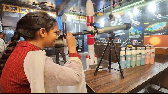 A new space science laboratory, named after India’s first woman astronaut Kalpana Chawla, has been inaugurated at Government Girls’ Senior Secondary School in Mansa town. This first-of-its-kind facility in Punjab offers students interactive learning experiences, with models of rockets, space launch vehicles, and a telescope. (Sanjeev Kumar/HT) A new space science laboratory, named after India’s first woman astronaut Kalpana Chawla, has been inaugurated at Government Girls’ Senior Secondary School in Mansa town. This first-of-its-kind facility in Punjab offers students interactive learning experiences, with models of rockets, space launch vehicles, and a telescope. (Sanjeev Kumar/HT)
