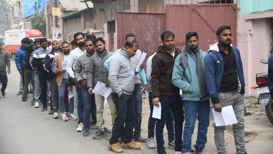 Railway Recruitment Board conducting RRB RPF SI exam. Aspirants waiting outside exam centre at ION Digital zone in Patna (Santosh Kumar )