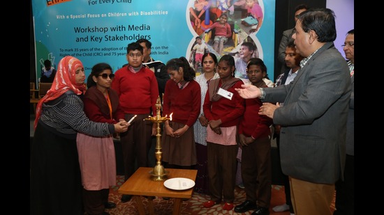 UNICEF UP conducts workshop on inclusivity of disabled children in society. (HT Photo) UNICEF UP conducts workshop on inclusivity of disabled children in society. (HT Photo)