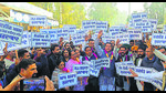 Members of opposition parties during a protest in Machhiwara on Saturday (HT Photo) Members of opposition parties during a protest in Machhiwara on Saturday (HT Photo)