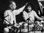 Tabla maestro Zakir Hussain on stage with his legendary father Allah Rakha in an old photo. Tabla maestro Zakir Hussain on stage with his legendary father Allah Rakha in an old photo.