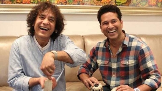 Sachin Tendulkar once shared a video of himself performing a jugalbandi with Zakir Hussain.(Facebook)