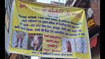 A banner with an appeal to devotees to turn up in decent clothes. (HT Photo) A banner with an appeal to devotees to turn up in decent clothes. (HT Photo)
