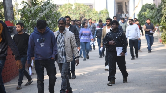 BPSC Assistant Engineer competitive exam Day 2 held at Bankipur Girls High School in Patna. Appeared aspirants coming out of exam centre. (Santosh Kumar)