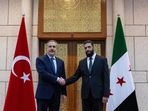 On Sunday, Syria's de facto leader Ahmed al-Sharaa, also known as Abu Mohammed al-Golani, met with Turkish Foreign Minister Hakan Fidan in Damascus.(Reuters) On Sunday, Syria's de facto leader Ahmed al-Sharaa, also known as Abu Mohammed al-Golani, met with Turkish Foreign Minister Hakan Fidan in Damascus.(Reuters)