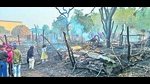 The destroyed shanties and shops after the fire near the Sirhind Canal at Garhi Tarkhana village of Machhiwara. (HT Photo) The destroyed shanties and shops after the fire near the Sirhind Canal at Garhi Tarkhana village of Machhiwara. (HT Photo)