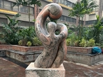 Artist Narayan Lakshman's artwork, Protected is sculpted using pink makrana marble from Rajasthan. Artist Narayan Lakshman's artwork, Protected is sculpted using pink makrana marble from Rajasthan.