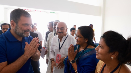 Rahul Gandhi on Monday met the family of Somnath Suryawanshi, who allegedly died in judicial custody in Parbhani(Yogesh Naik/HT) Rahul Gandhi on Monday met the family of Somnath Suryawanshi, who allegedly died in judicial custody in Parbhani(Yogesh Naik/HT)