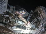 The damaged Army vehicle which plunged into the gorge in Poonch.(HT Photo) The damaged Army vehicle which plunged into the gorge in Poonch.(HT Photo)