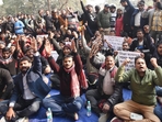 <p>Protestors demanding BPSC prelims re-exam demonstrating at Gardanibagh in Patna.</p>(Santosh Kumar ) <p>Protestors demanding BPSC prelims re-exam demonstrating at Gardanibagh in Patna.</p>(Santosh Kumar )