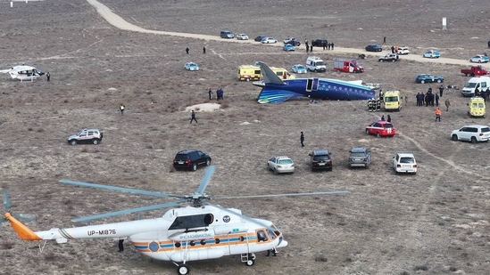 Azerbaijan Airlines aircraft, which was redirected allegedly because of fog, crashed close to the city of Aktau in Kazakhstan when it was its way from Baku to Grozny in Russia. A drone view shows the crash site of an Azerbaijan Airlines passenger plane near the city of Aktau, Kazakhstan. (REUTERS)