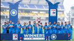 Team India with the trophy after completing a 3-0 win over West Indies women in the ODI series in Vadodara. (BCCI) Team India with the trophy after completing a 3-0 win over West Indies women in the ODI series in Vadodara. (BCCI)
