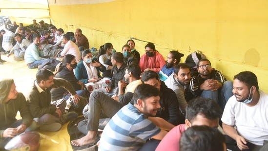 Students during a protest in Patna over the alleged leak of a question paper of the December 13 combined preliminary exam conducted by BPSC(Santosh Kumar)