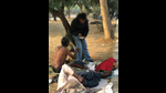 Caught on camera, a beggar shows weed to a prospective customer near Jhulelal Park in Hasanganj. (HT PHOTO) Caught on camera, a beggar shows weed to a prospective customer near Jhulelal Park in Hasanganj. (HT PHOTO)