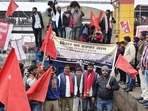 AISA activists block a train during Chakka Jam regarding the demands of BPSC candidates in Arrah. AISA activists block a train during Chakka Jam regarding the demands of BPSC candidates in Arrah.