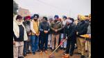 Mohali MLA lays the foundation stone of road widening project on Thursday. (HT Photo) Mohali MLA lays the foundation stone of road widening project on Thursday. (HT Photo)