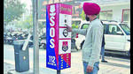 A dysfunctional care station booth in Kipps Market of Ludhiana on Friday. (Manish/HT) A dysfunctional care station booth in Kipps Market of Ludhiana on Friday. (Manish/HT)