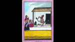 An 1840 painting of a man selling alcohol to a couple. An 1840 painting of a man selling alcohol to a couple.