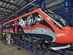 The Vande Bharat Express being maintained at Shakur Basti in New Delhi on Tuesday. (HT Photo) The Vande Bharat Express being maintained at Shakur Basti in New Delhi on Tuesday. (HT Photo)