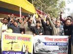 Protest at Gardanibagh in Patna over the alleged leak of a question paper of the December 13 combined preliminary exam conducted by BPSC(Santosh Kumar) Protest at Gardanibagh in Patna over the alleged leak of a question paper of the December 13 combined preliminary exam conducted by BPSC(Santosh Kumar)