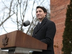 Canadian Prime Minister Justin Trudeau speaks during a news conference at Rideau Cottage in Ottawa, on Monday. (AFP) Canadian Prime Minister Justin Trudeau speaks during a news conference at Rideau Cottage in Ottawa, on Monday. (AFP)