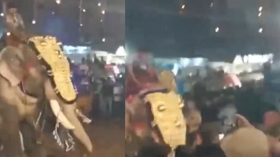 The terrifying incident took place at the Puthiyangadi temple festival at Tirur, Kerala. (X/@ANI) The terrifying incident took place at the Puthiyangadi temple festival at Tirur, Kerala. (X/@ANI)