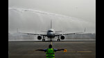Navi Mumbai, India - Dec. 29, 2024:First commercial aircraft landing on the runway of Navi Mumbai International Airport Ltd at Ulwe in Navi Mumbai, India, on Sunday, December 29, 2024. (Photo by Bachchan Kumar/ HT PHOTO) (HT PHOTO) Navi Mumbai, India - Dec. 29, 2024:First commercial aircraft landing on the runway of Navi Mumbai International Airport Ltd at Ulwe in Navi Mumbai, India, on Sunday, December 29, 2024. (Photo by Bachchan Kumar/ HT PHOTO) (HT PHOTO)