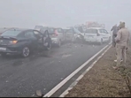 The accident took place on the NH-9 near Singrauli in Hapur. (HT Photo) The accident took place on the NH-9 near Singrauli in Hapur. (HT Photo)