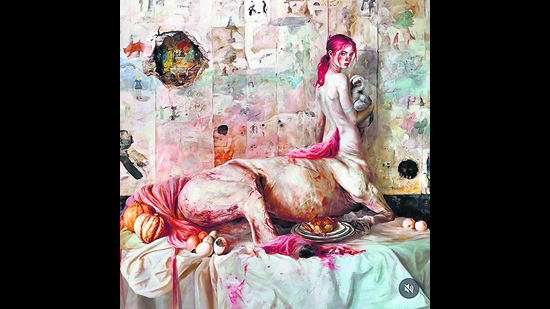 The Centaur; 2024, by Guillermo Lorca Garcia-Huidobro. In Chile, García-Huidobro, 41, blends elements of the Baroque and Renaissance with surreal distortion. (Image via Instagram) The Centaur; 2024, by Guillermo Lorca Garcia-Huidobro. In Chile, García-Huidobro, 41, blends elements of the Baroque and Renaissance with surreal distortion. (Image via Instagram)