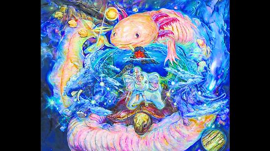 Diagram of UPA universe; 2023, by Erina Matsui. (UPA is the 40-year-old artist’s alter-ego and mascot). (Image via Instagram) Diagram of UPA universe; 2023, by Erina Matsui. (UPA is the 40-year-old artist’s alter-ego and mascot). (Image via Instagram)