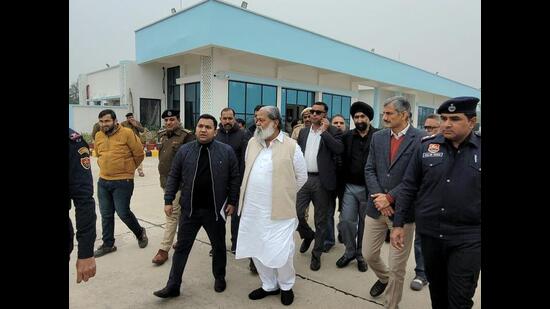 During the inspection, he discussed the progress with the officials, who informed him that security equipment is arriving soon and will be installed at gates and other designated areas. (HT File)