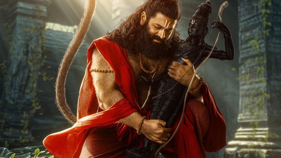 Rishabh Shetty's first look as Lord Hanuman from Prasanth Varma's Jai Hanuman. Rishabh Shetty's first look as Lord Hanuman from Prasanth Varma's Jai Hanuman.