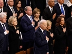 In order to demonstrate to the world the peaceful transition of power, the United States has a long history of having the individuals who defeated presidential candidates on the inaugural stage with them. (Getty Images via AFP) In order to demonstrate to the world the peaceful transition of power, the United States has a long history of having the individuals who defeated presidential candidates on the inaugural stage with them. (Getty Images via AFP)