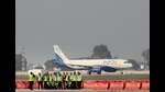 A test validation flight landed at the Noida international airport (NIA) in Jewar on December 9, 2024. Commercial operations are slated to begin at the airport in April 2025. (Sunil Ghosh/HT Photo) A test validation flight landed at the Noida international airport (NIA) in Jewar on December 9, 2024. Commercial operations are slated to begin at the airport in April 2025. (Sunil Ghosh/HT Photo)