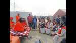 Jangam sadhus (in white attire) at a camp in Mahakumbh Nagar on banks of Sangam in Prayagraj (Anil Kumar Maurya/HT) Jangam sadhus (in white attire) at a camp in Mahakumbh Nagar on banks of Sangam in Prayagraj (Anil Kumar Maurya/HT)