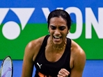 PV Sindhu celebrates during a match.(Mohd Zakir) PV Sindhu celebrates during a match.(Mohd Zakir)