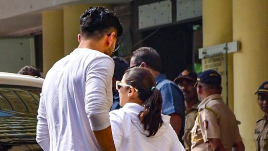 Saif Ali Khan's children Sara Ali Khan and Ibrahim arrive at Lilavati Hospital, where their father was admitted after he was attacked by an intruder with a knife at his residence on Thursday.(PTI)