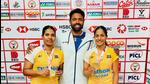 Coach Arun Vishnu with Treesa Jolly and Gayatri Gopichand. (Instagram) Coach Arun Vishnu with Treesa Jolly and Gayatri Gopichand. (Instagram)