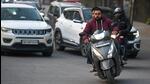 It is in the context of steep rise in the number of challans for helmetless drivers that the transport department had recently announced a “no helmet, no petrol” policy, which is set to come into effect on January 26 in Gautam Budh Nagar. (Sunil Ghosh/HT Photo) It is in the context of steep rise in the number of challans for helmetless drivers that the transport department had recently announced a “no helmet, no petrol” policy, which is set to come into effect on January 26 in Gautam Budh Nagar. (Sunil Ghosh/HT Photo)