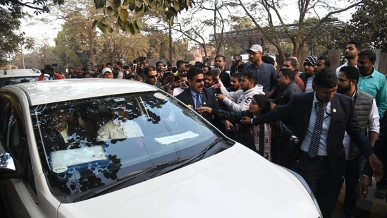 Leader of the Opposition Rahul Gandhi arrives to meet aspirants protesting against alleged paper leak and irregularities in the BPSC 70th Integrated Combined Competitive Examination (CCE) 2024 at Gardanibag, in Patna.(Santosh Kumar)