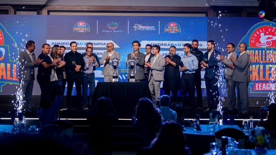 The team owners, along with Global Sports partners and Karan Johar, proudly reveal the tournament trophy, marking the beginning of an exhilarating journey. The team owners, along with Global Sports partners and Karan Johar, proudly reveal the tournament trophy, marking the beginning of an exhilarating journey.