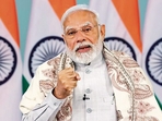 PM Narendra Modi speaks at the event on Saturday.(ANI) PM Narendra Modi speaks at the event on Saturday.(ANI)