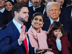 Usha Vance smiling at Vice President of the United States JD Vance Usha Vance smiling at Vice President of the United States JD Vance