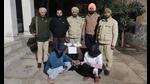 The accused in police custody in Fazilka of Tuesday. (HT Photo) The accused in police custody in Fazilka of Tuesday. (HT Photo)