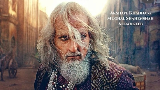 Akshaye Khanna's first look poster from Chhaava. Akshaye Khanna's first look poster from Chhaava.