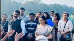 The senior BJP leader, accompanied by Pune municipal commissioner Rajendra Bhosale, environment department head Sanjay Shinde, environment officer Mangesh Dighe, project consultant team members, and Pune River Revival activists, including Shailaja Deshpande and Prajakta Mahajan, visited the riverfront project site Thursday morning. (HT PHOTO) The senior BJP leader, accompanied by Pune municipal commissioner Rajendra Bhosale, environment department head Sanjay Shinde, environment officer Mangesh Dighe, project consultant team members, and Pune River Revival activists, including Shailaja Deshpande and Prajakta Mahajan, visited the riverfront project site Thursday morning. (HT PHOTO)