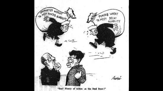 A cartoon from 1964, by HT cartoonist Rajinder Puri. (HT Archives) A cartoon from 1964, by HT cartoonist Rajinder Puri. (HT Archives)